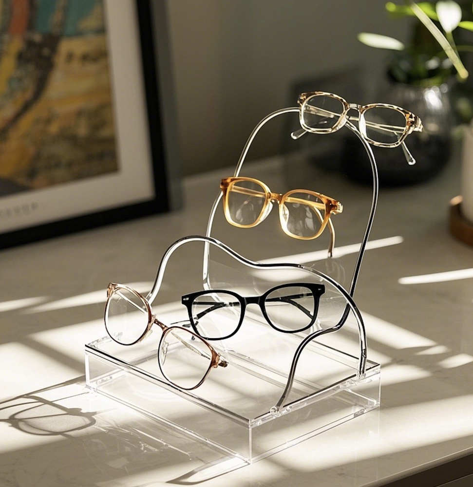 Acrylic hot-curved glasses display stand