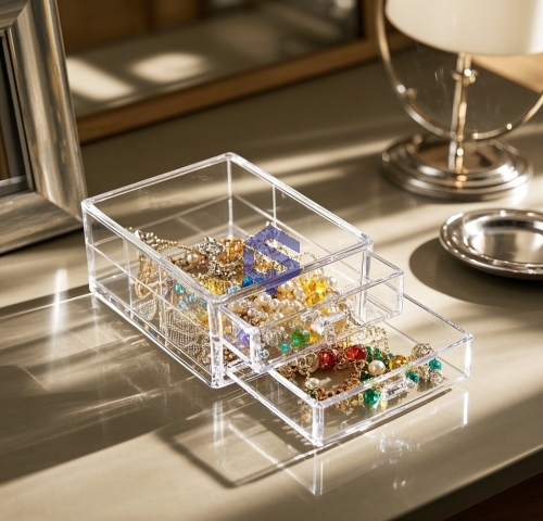 亚克力化妆品陈列盒 亚克力护护肤试用体验台 LED发光展示架