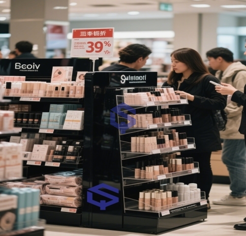 亚克力化妆品陈列盒 亚克力护护肤试用体验台 LED发光展示架