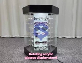 Rotating acrylic glasses display stand