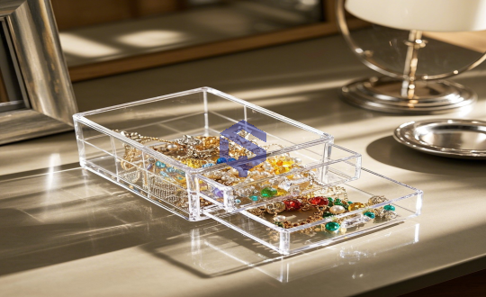 Transparent layered acrylic jewelry storage box: luxury jewelry protection solution