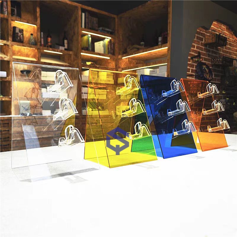 Heat-bent colored acrylic glasses display