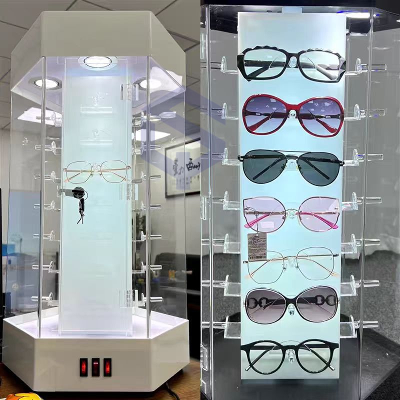 Rotating acrylic glasses display stand