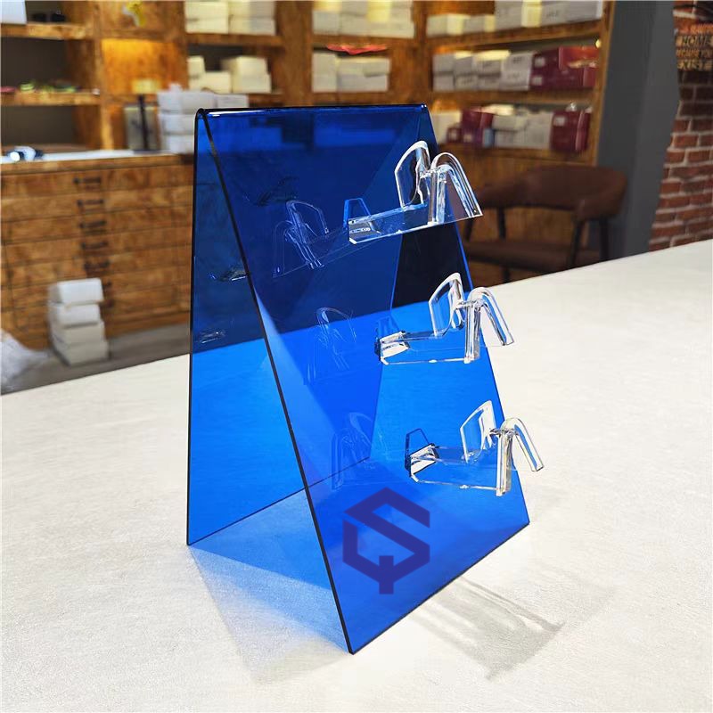 Heat-bent acrylic glasses display stand