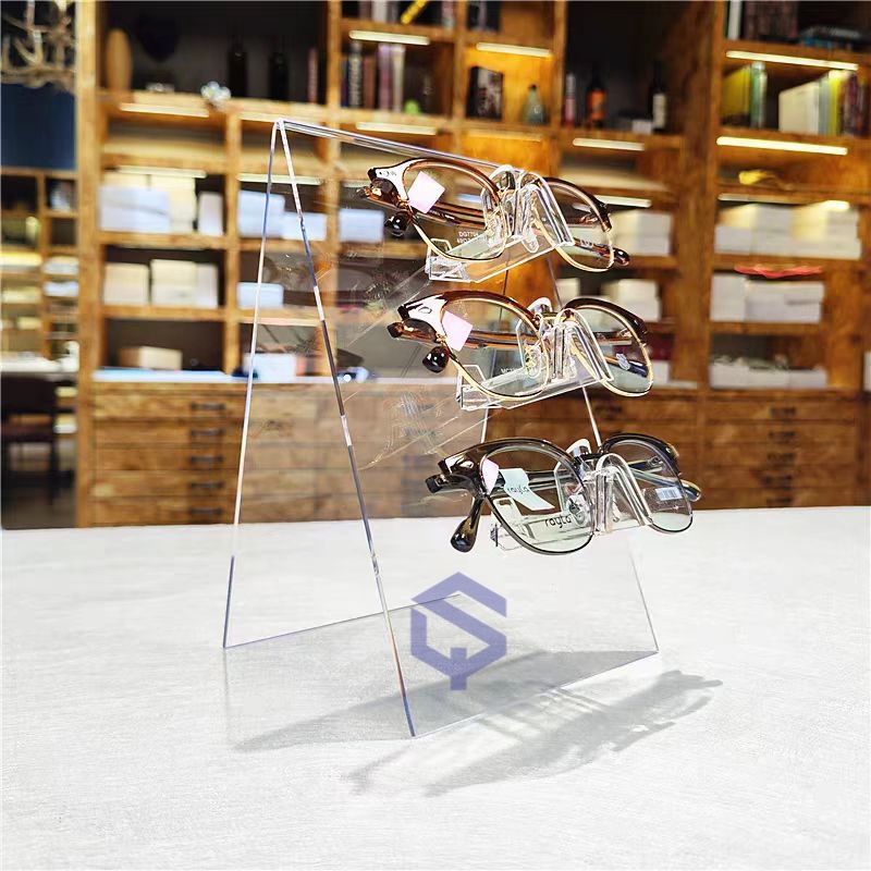 Heat-bent acrylic glasses display stand