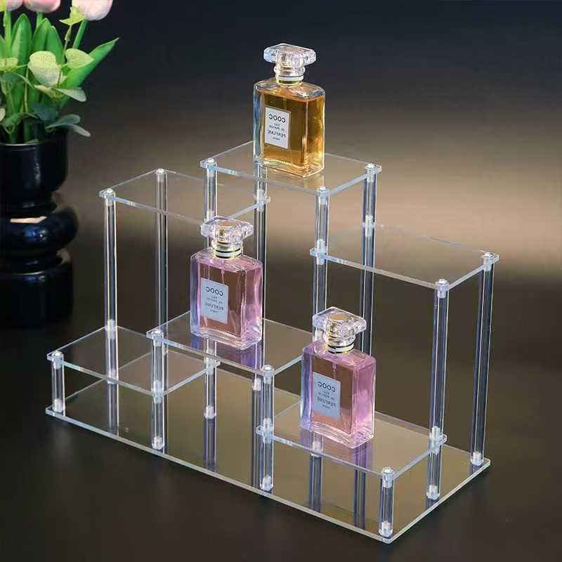Acrylic tiered perfume display rack