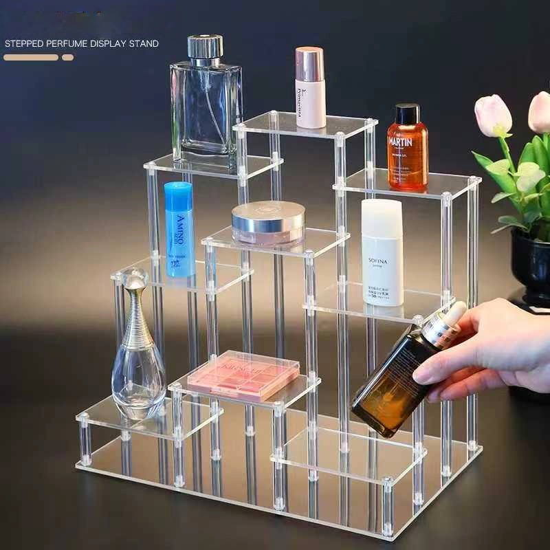 Acrylic tiered perfume display rack